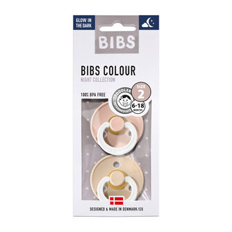 BIBS 2 FOPSPEEN DUO GLOW IN DARK VANILLA/BLUSH