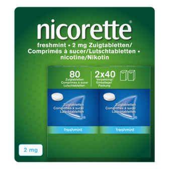 NICORETTE FRESHMINT 2MG ZUIGTABLETTEN ZONDER SUIKER 80 STUKS