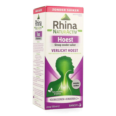 RHINA NATUR ACTIV HOEST ZONDER SUIKER SIROOP 120ML