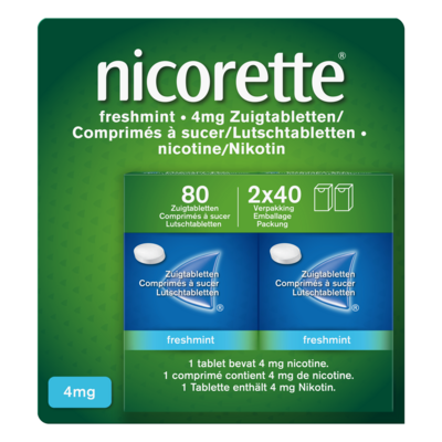 NICORETTE FRESHMINT 4MG ZUIGTABL ZONDER SUIKER 80 NF